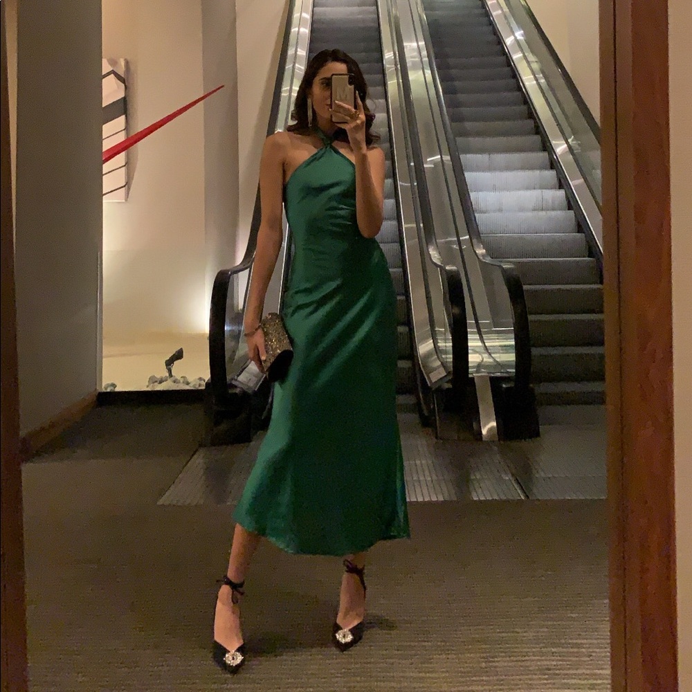 Wedding Guest Green Midi Dress
